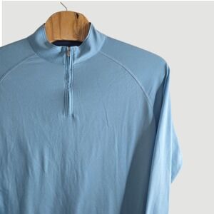 Peter Millar Seaside Quarter Zip Pullover Mens XL Blue Long Sleeve Golf Shirt